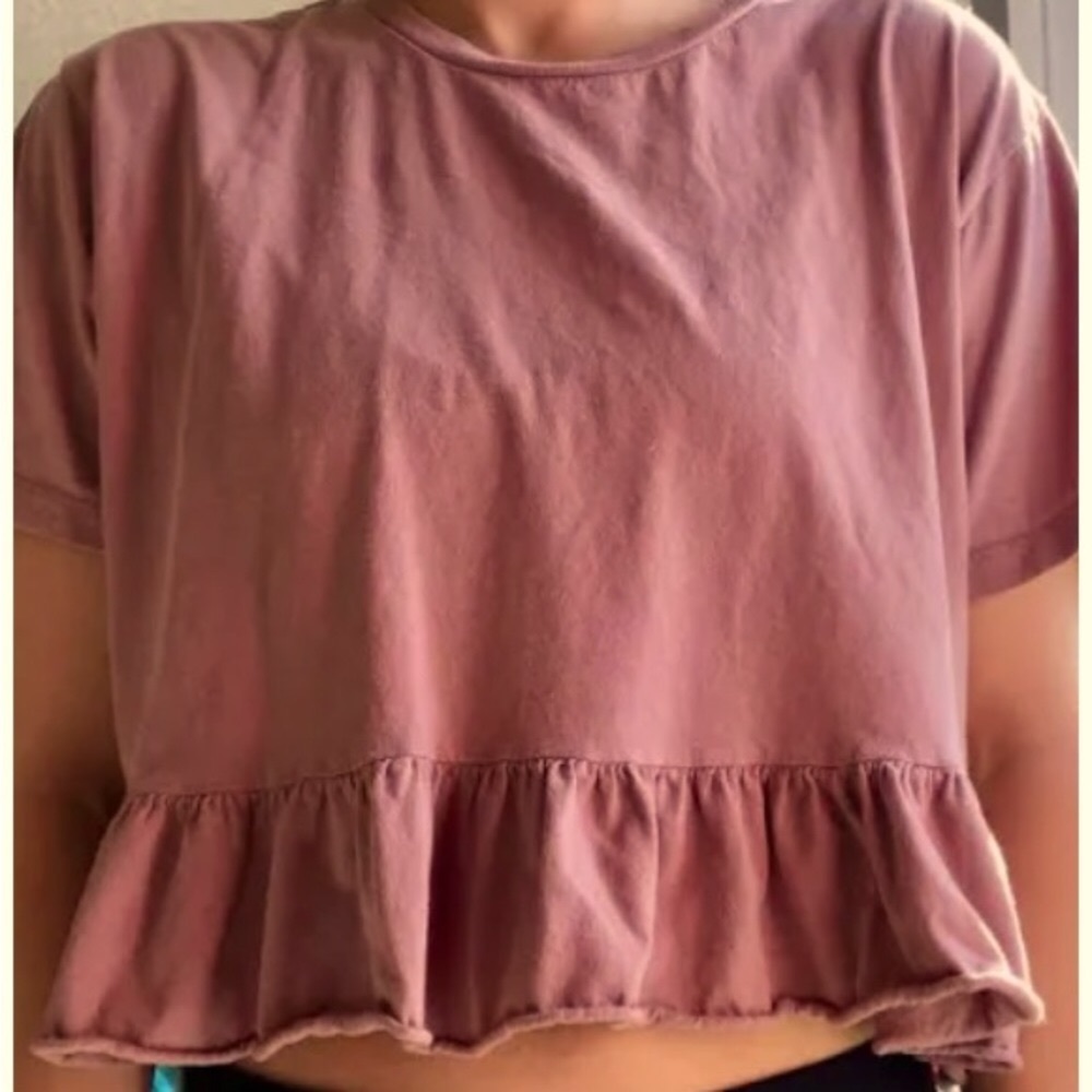 Wild Fable Blush Pink Ruffle Crop Top